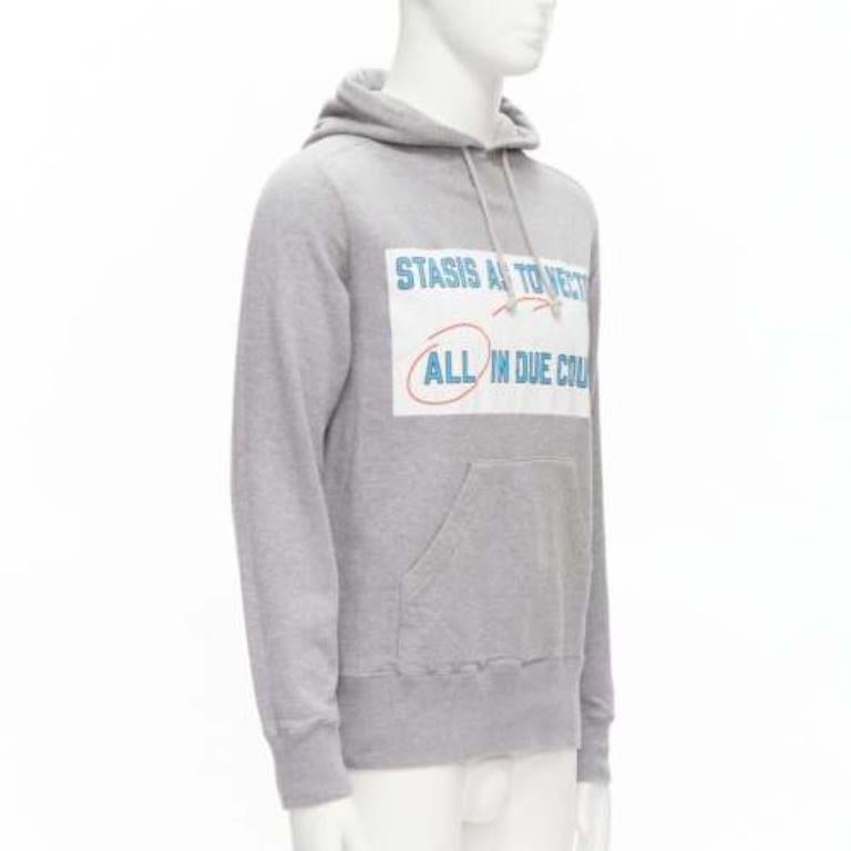 Gray SACAI 2018 Stasis grey cotton slogan print hoodie sweatshirt JP1 S For Sale