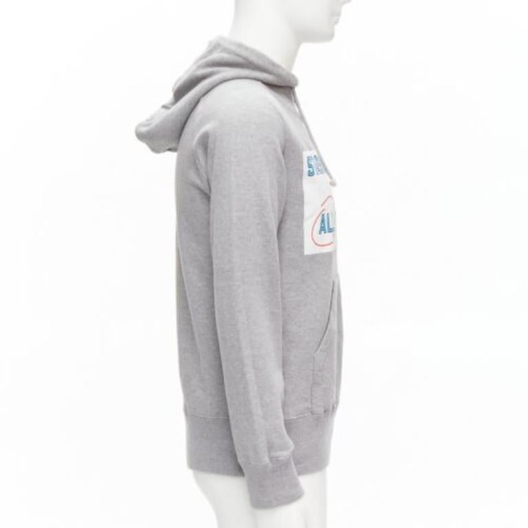 SACAI 2018 Stasis grey cotton slogan print hoodie sweatshirt JP1 S In Good Condition For Sale In Hong Kong, NT