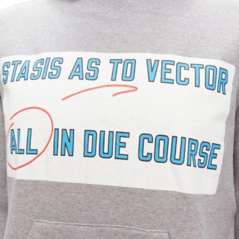 SACAI 2018 Stasis grey cotton slogan print hoodie sweatshirt JP1 S For Sale 3