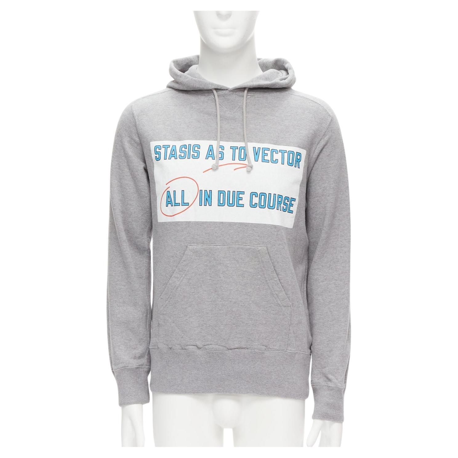 SACAI 2018 Stasis grey cotton slogan print hoodie sweatshirt JP1 S For Sale