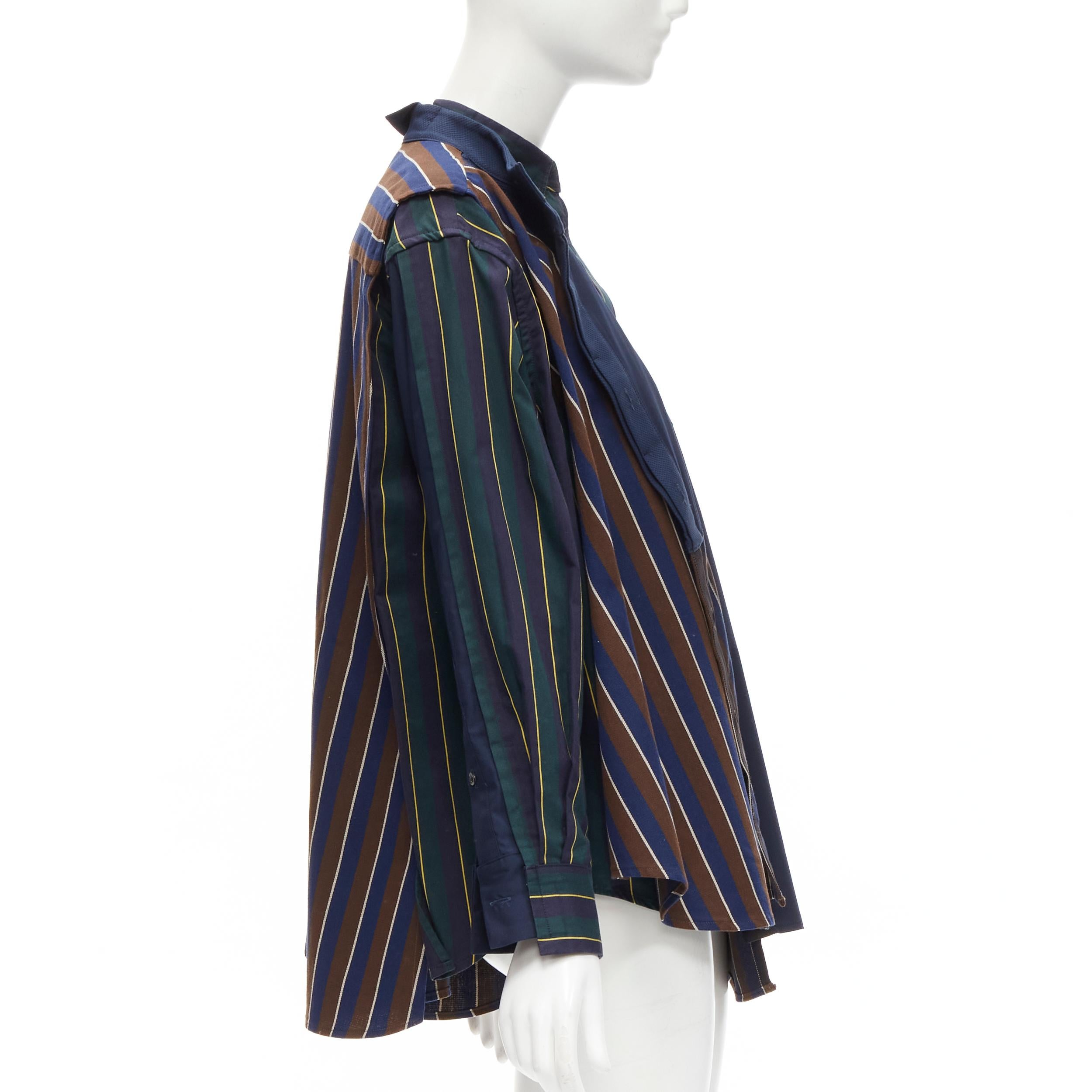SACAI 2018 stripes deconstructed asymmetric layered button down shirt JP1 S In Excellent Condition For Sale In Hong Kong, NT