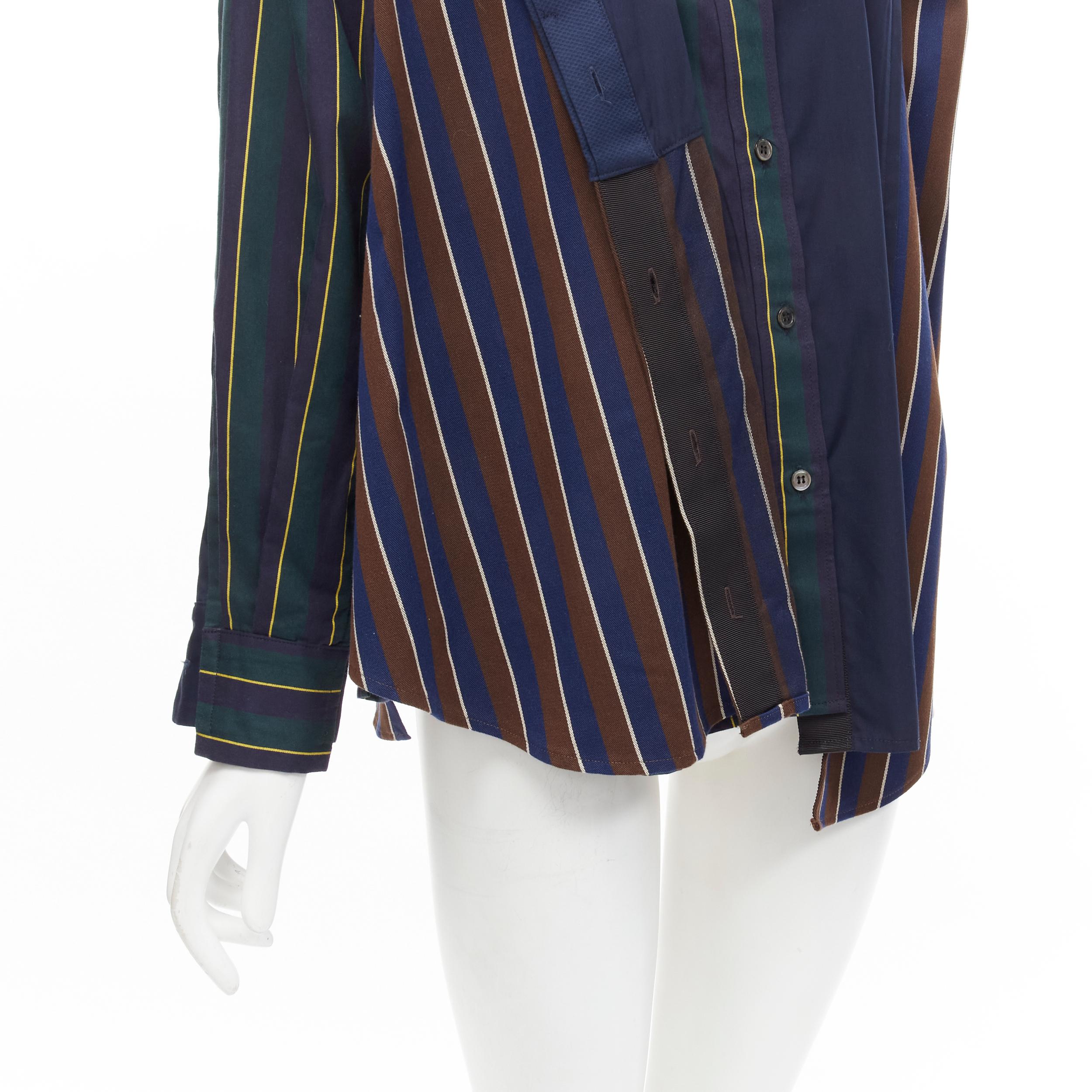 SACAI 2018 stripes deconstructed asymmetric layered button down shirt JP1 S For Sale 3