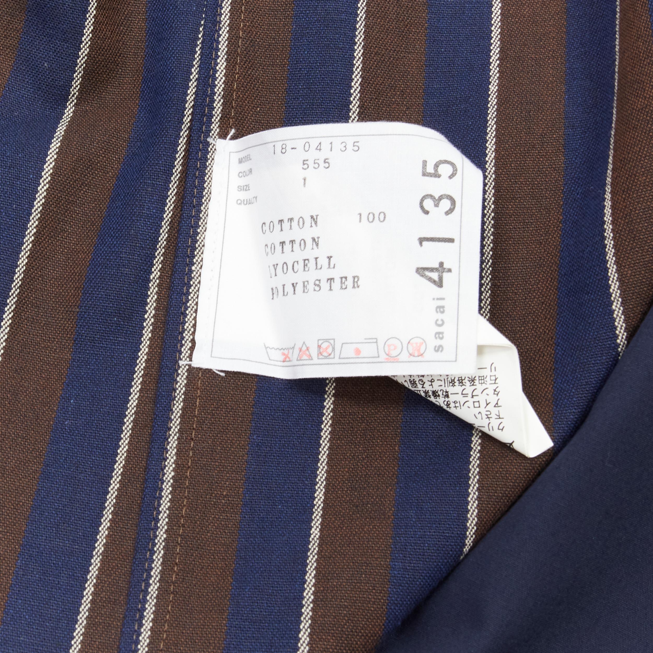 SACAI 2018 stripes deconstructed asymmetric layered button down shirt JP1 S For Sale 4