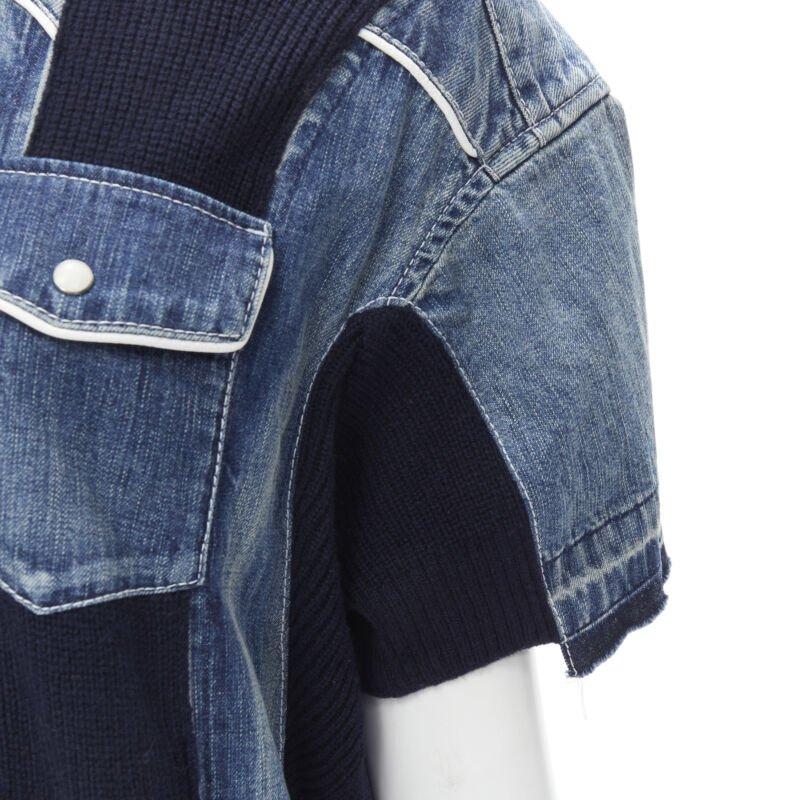 SACAI 2018 washed denim knit insert belted skirt dress JP3 L
Reference: KNLM/A00177
Brand: Sacai
Designer: Chitose Abe
Collection: 2018
Material: Denim
Color: Blue, Navy
Pattern: Solid
Closure: Snap Buttons
Extra Details: White piping. Snap buttons.