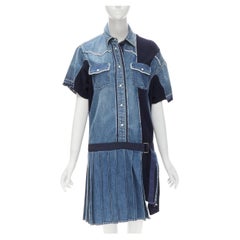 SACAI 2018 Kleid mit Gürtel aus gewaschenem Denim-Strick JP3 L