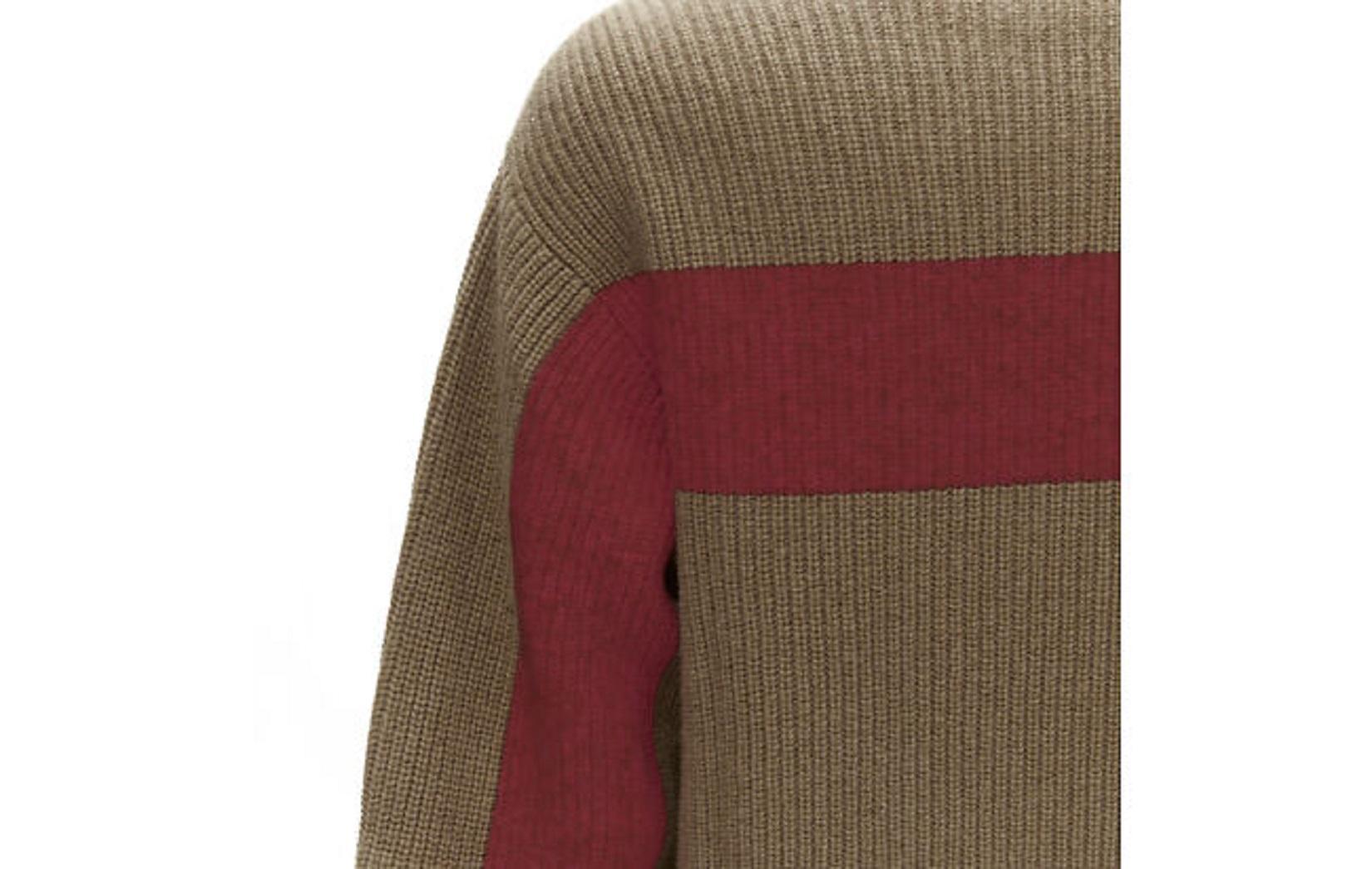 SACAI 2019 100% wool brown zip collar red striped back turtleneck sweater JP1 S For Sale 2