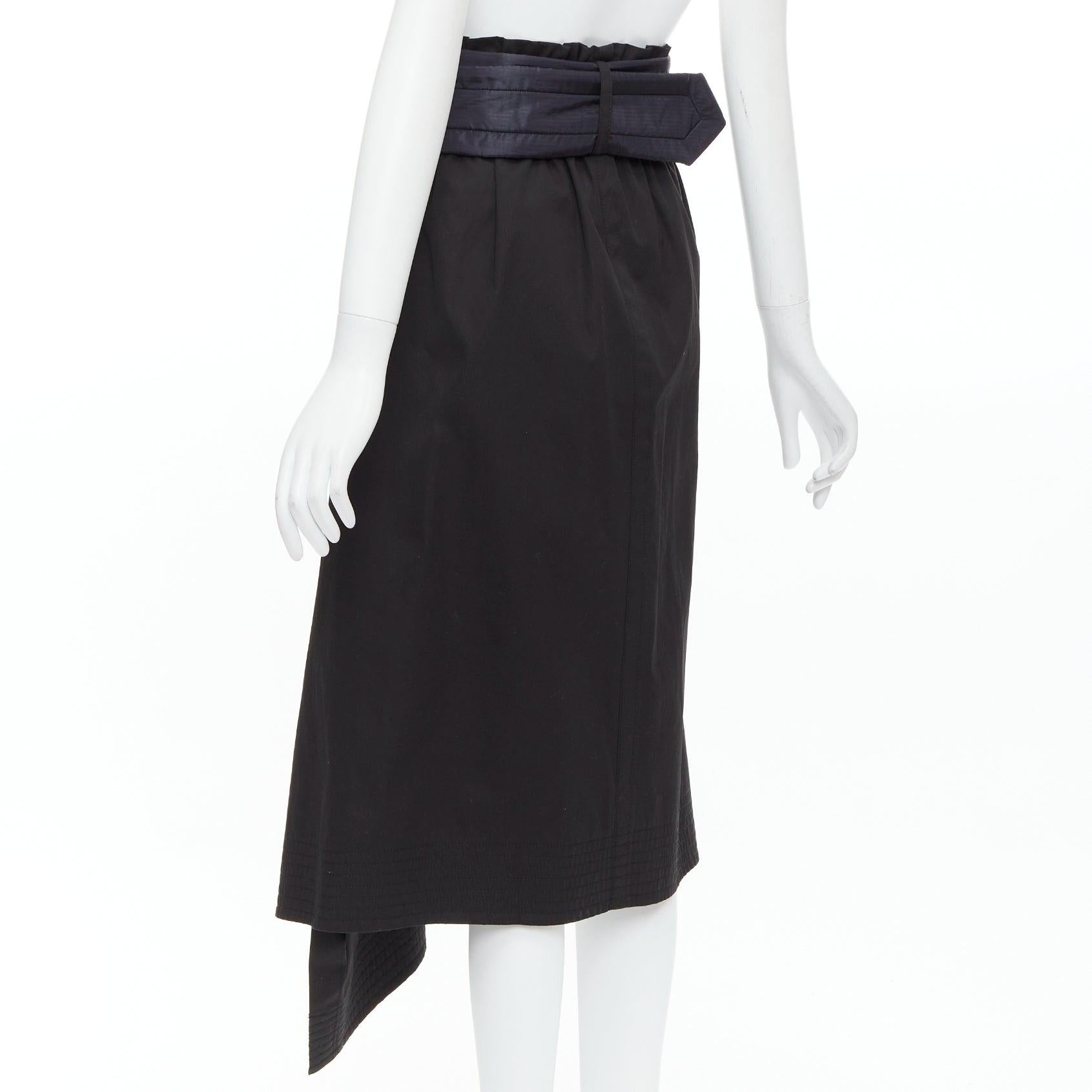 SACAI 2019 black cotton nylon padded pocket asymmetric belted skirt JP1 S For Sale 1