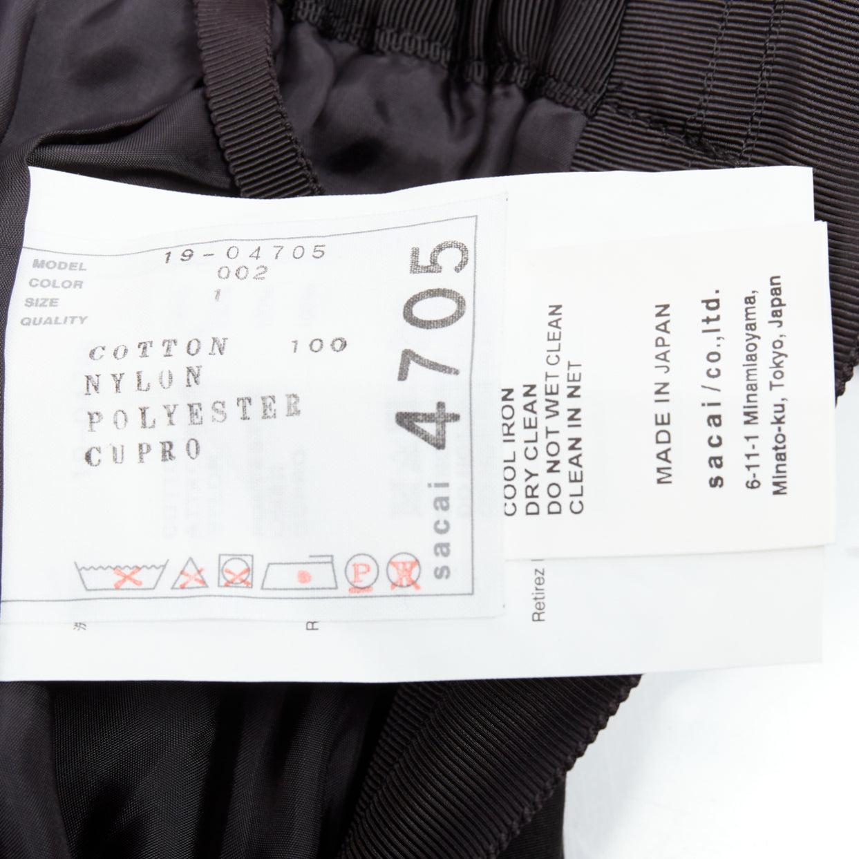 SACAI 2019 black cotton nylon padded pocket asymmetric belted skirt JP1 S For Sale 3