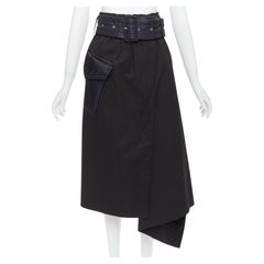 SACAI 2019 noir coton nylon poche paddée jupe asymétrique ceinturée JP1 S