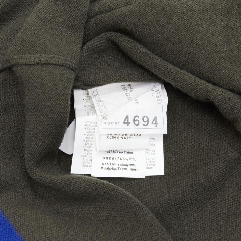 SACAI 2019 verde oscuro lana rayas dobladillo viscosa blusa espalda vestido midi JP3 L en venta 5