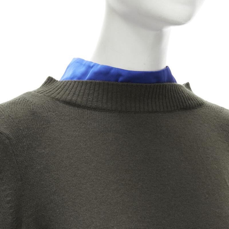 SACAI 2019 verde oscuro lana rayas dobladillo viscosa blusa espalda vestido midi JP3 L en venta 2