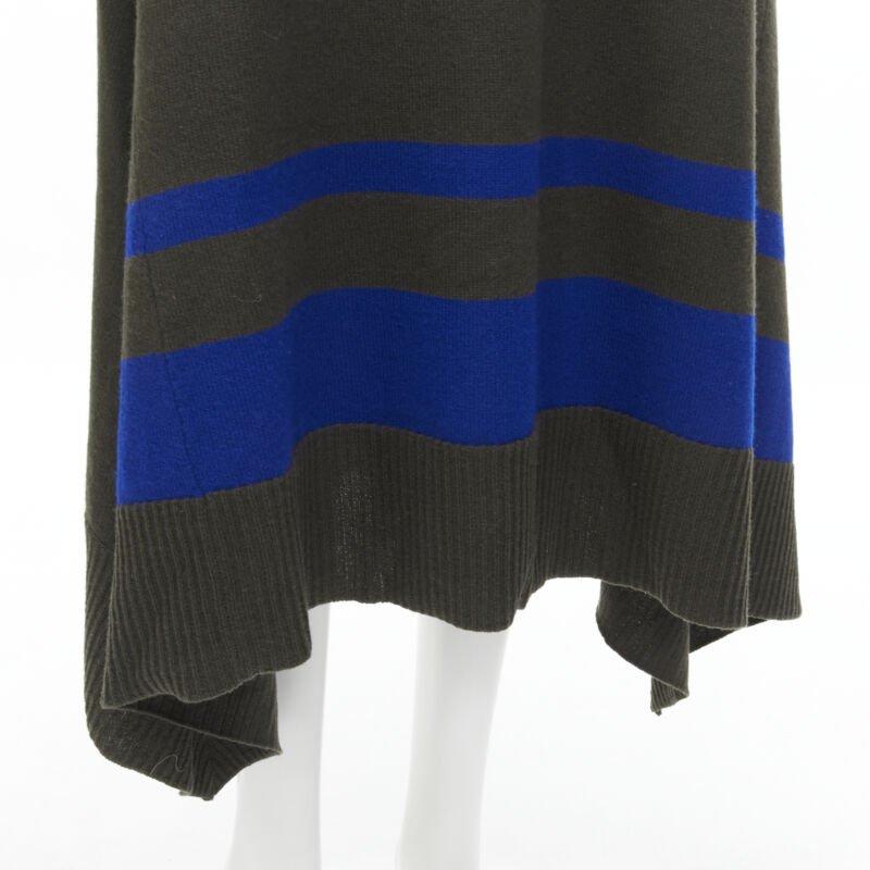SACAI 2019 verde oscuro lana rayas dobladillo viscosa blusa espalda vestido midi JP3 L en venta 4