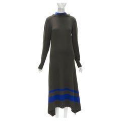 SACAI 2019 - Robe midi à ourlet à rayures en viscose vert foncé JP3 L