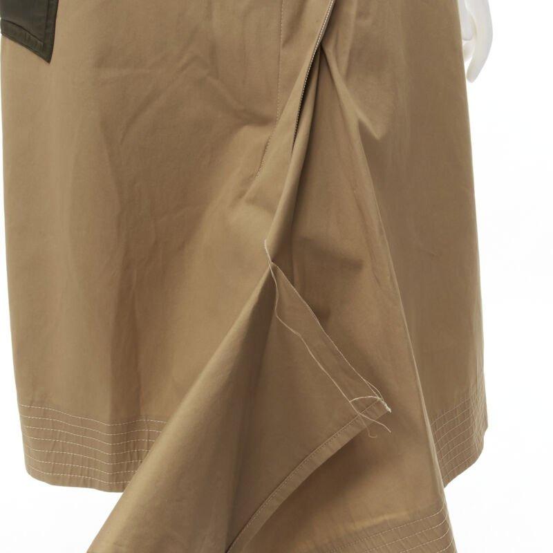 SACAI 2019 khaki brown semi detached hem padded nylon pocket belted skirt JP2 M For Sale 3