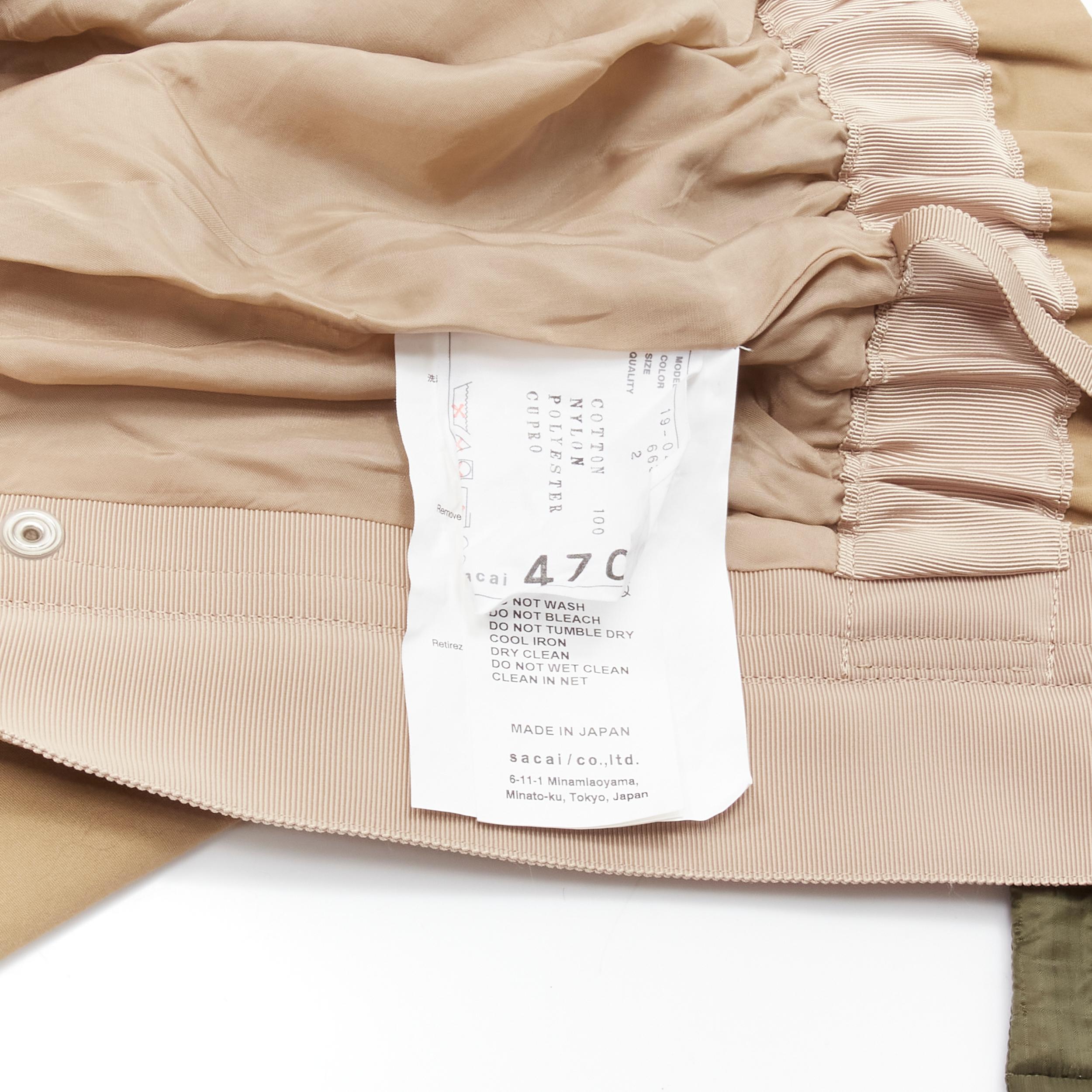 SACAI 2019 khaki brown semi detached hem padded nylon pocket belted skirt JP2 M For Sale 3