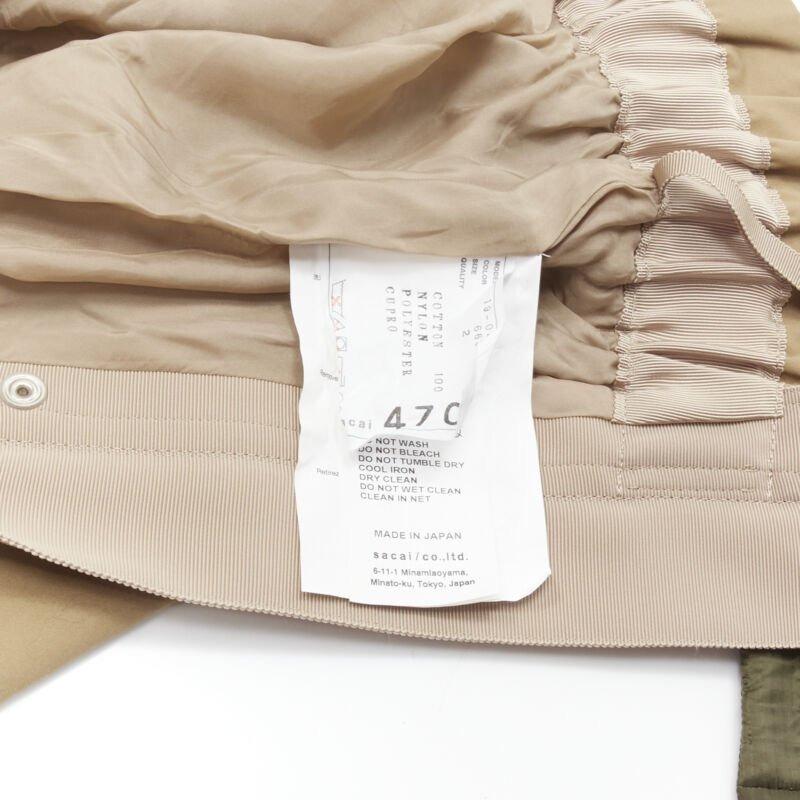 SACAI 2019 khaki brown semi detached hem padded nylon pocket belted skirt JP2 M For Sale 4