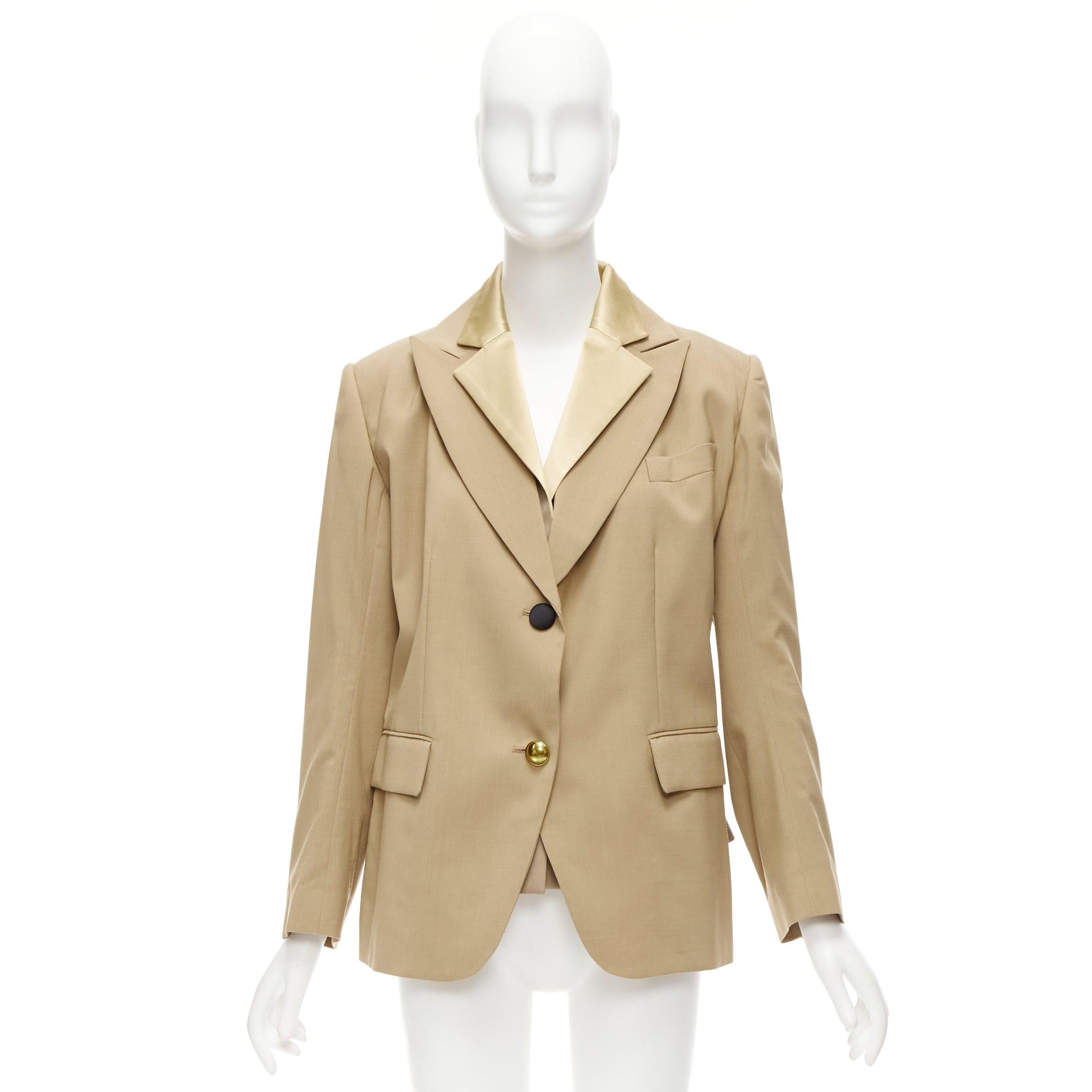 SACAI 2020 beige double collar mixed buttons deconstructed back blazer JP1 S For Sale 6