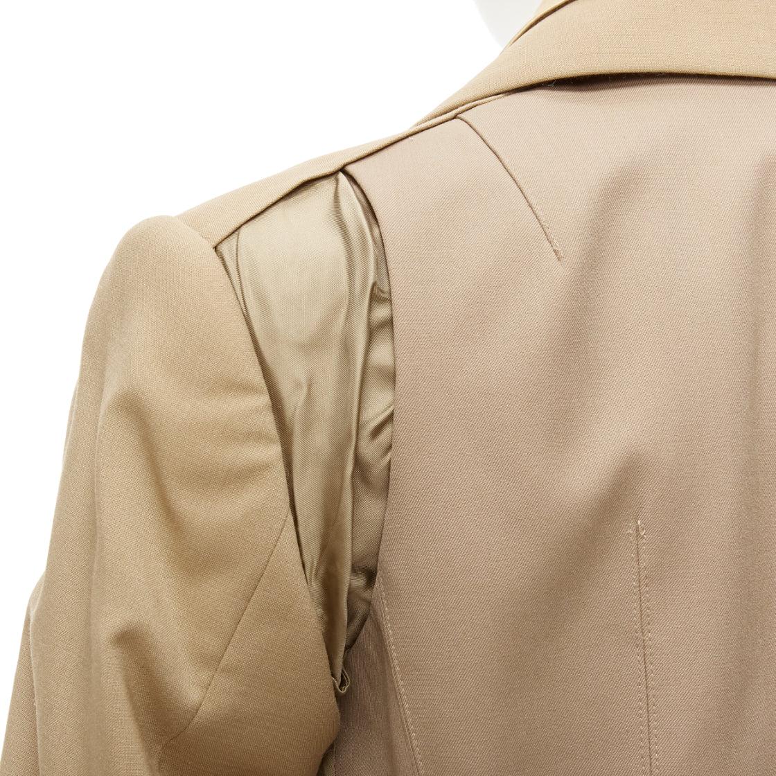 SACAI 2020 beige double collar mixed buttons deconstructed back blazer JP1 S For Sale 3