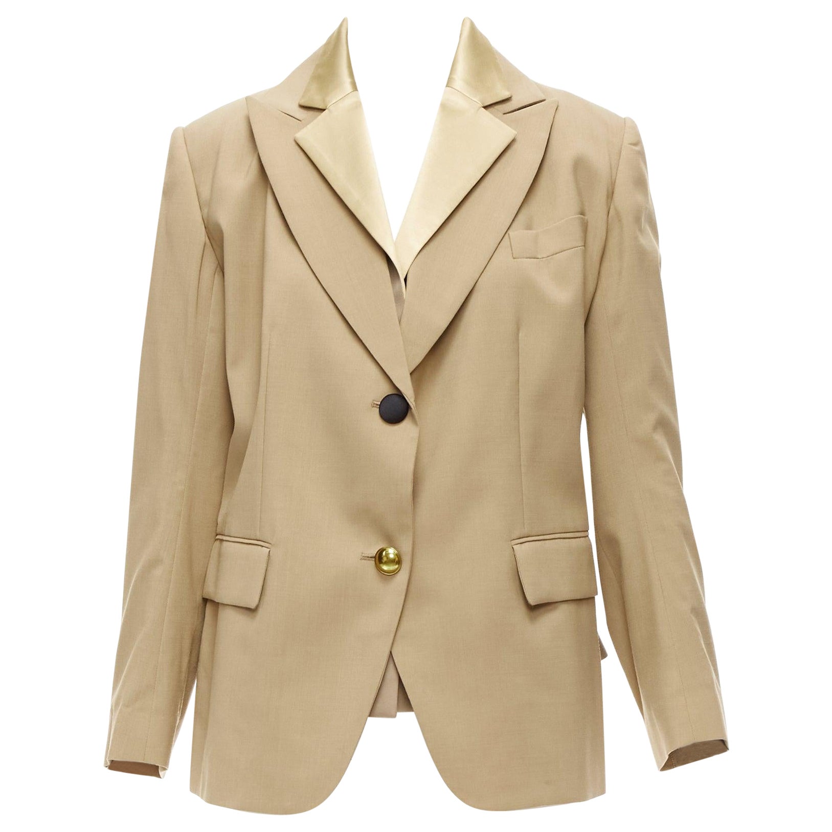 SACAI 2020 beige double collar mixed buttons deconstructed back blazer JP1 S