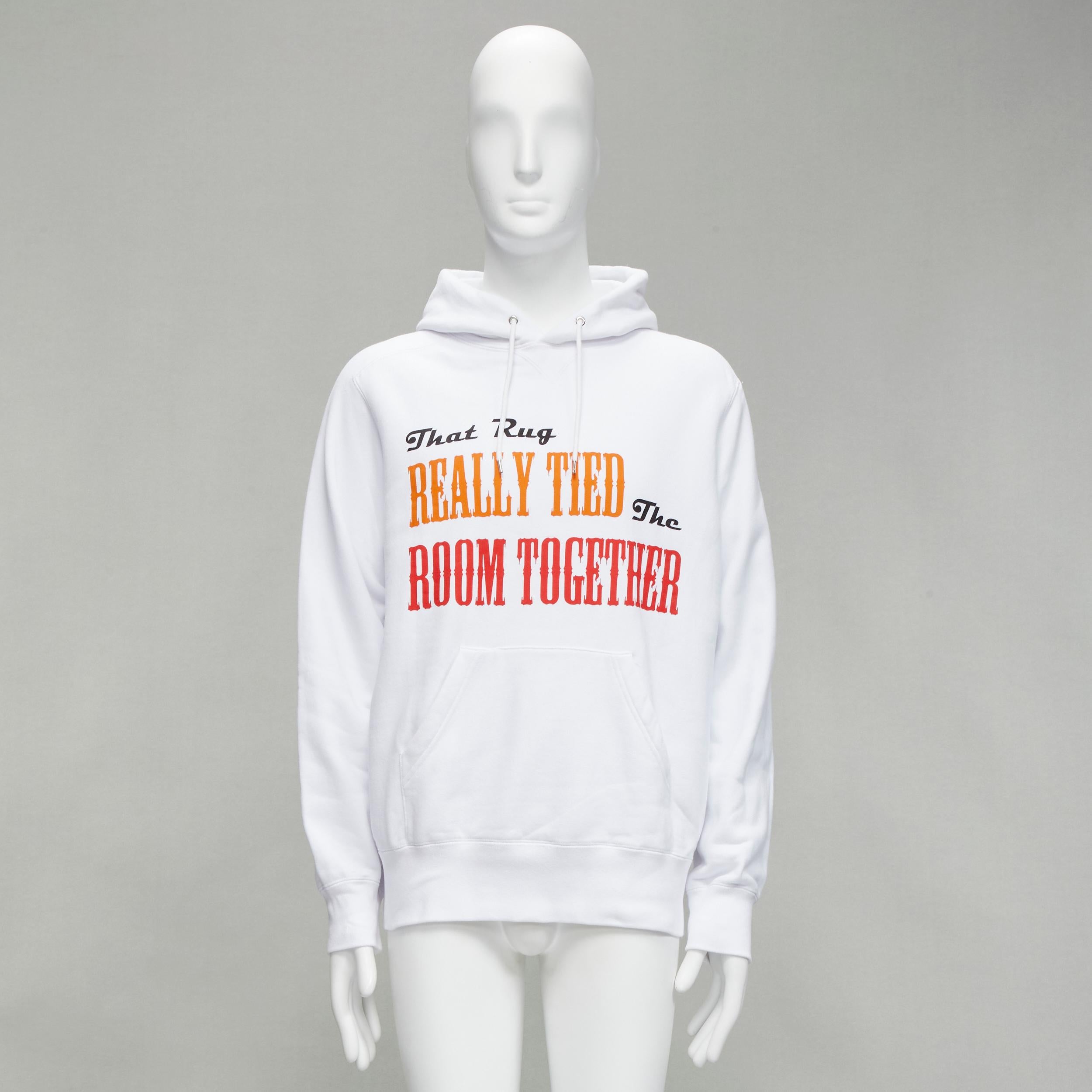 SACAI 2020 Big Lebowski Really Tied Room Together slogan white hoodie Sz.2 M For Sale 5