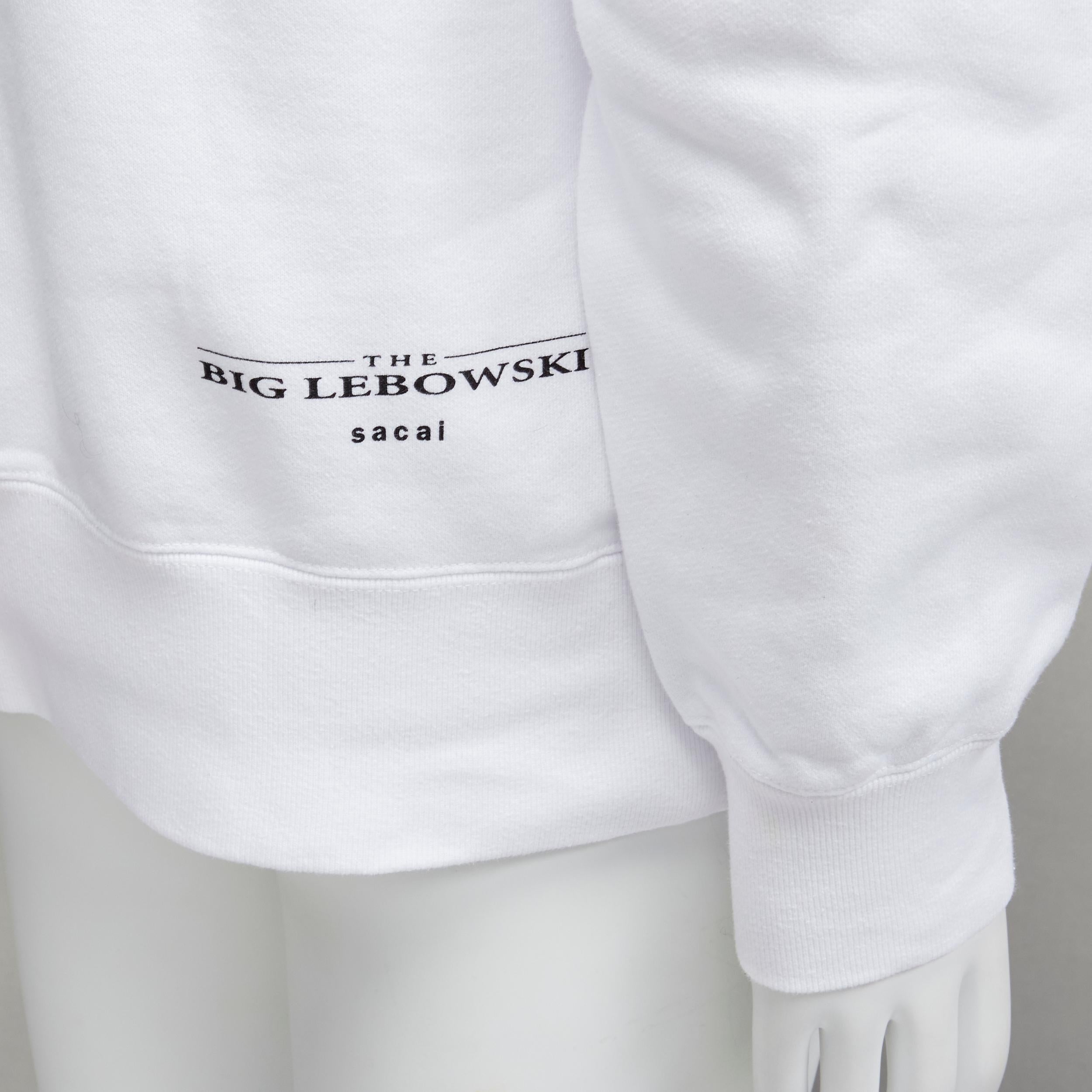 SACAI 2020 Big Lebowski Really Tied Room Together slogan white hoodie Sz.2 M For Sale 2