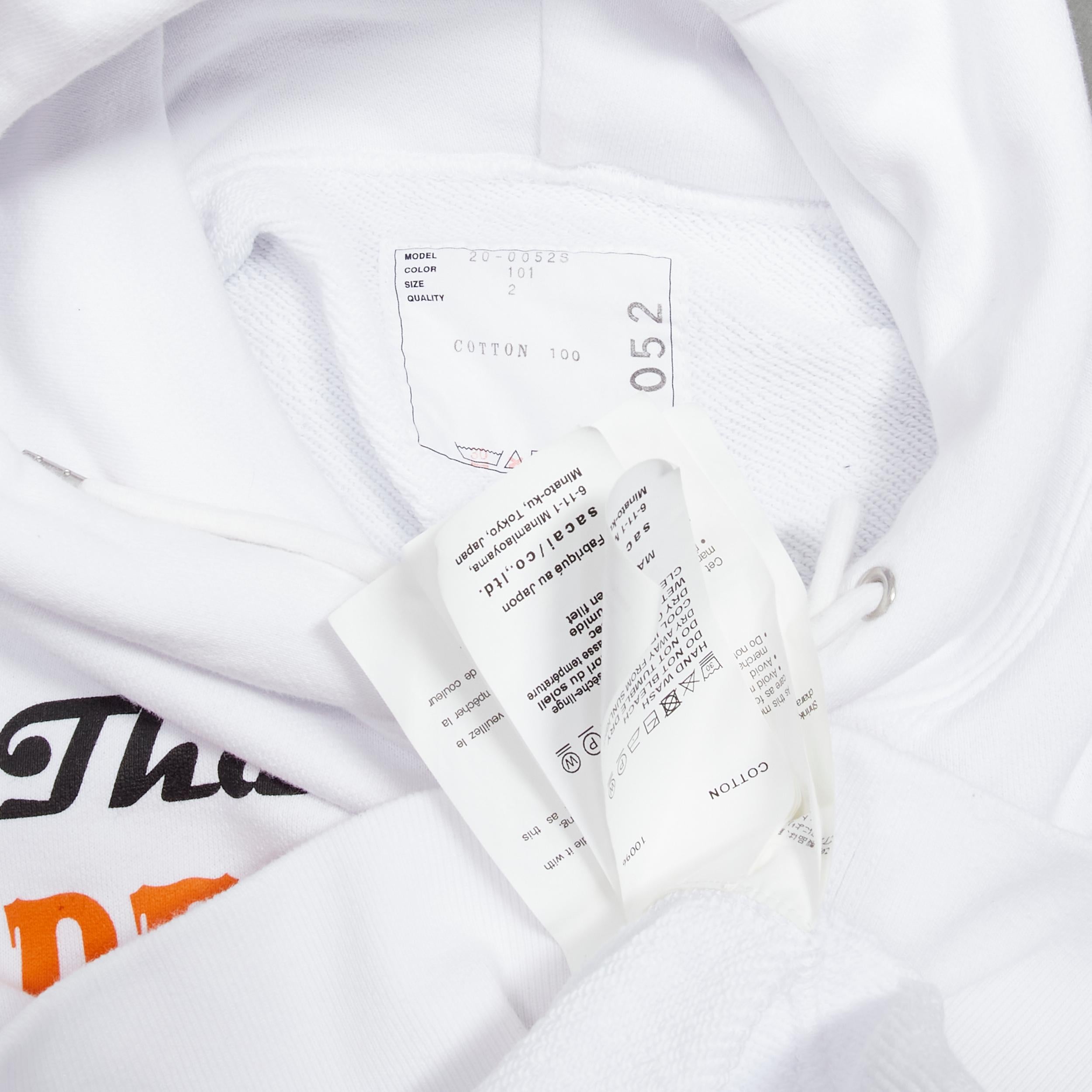 SACAI 2020 Big Lebowski Really Tied Room Together slogan white hoodie Sz.2 M For Sale 4