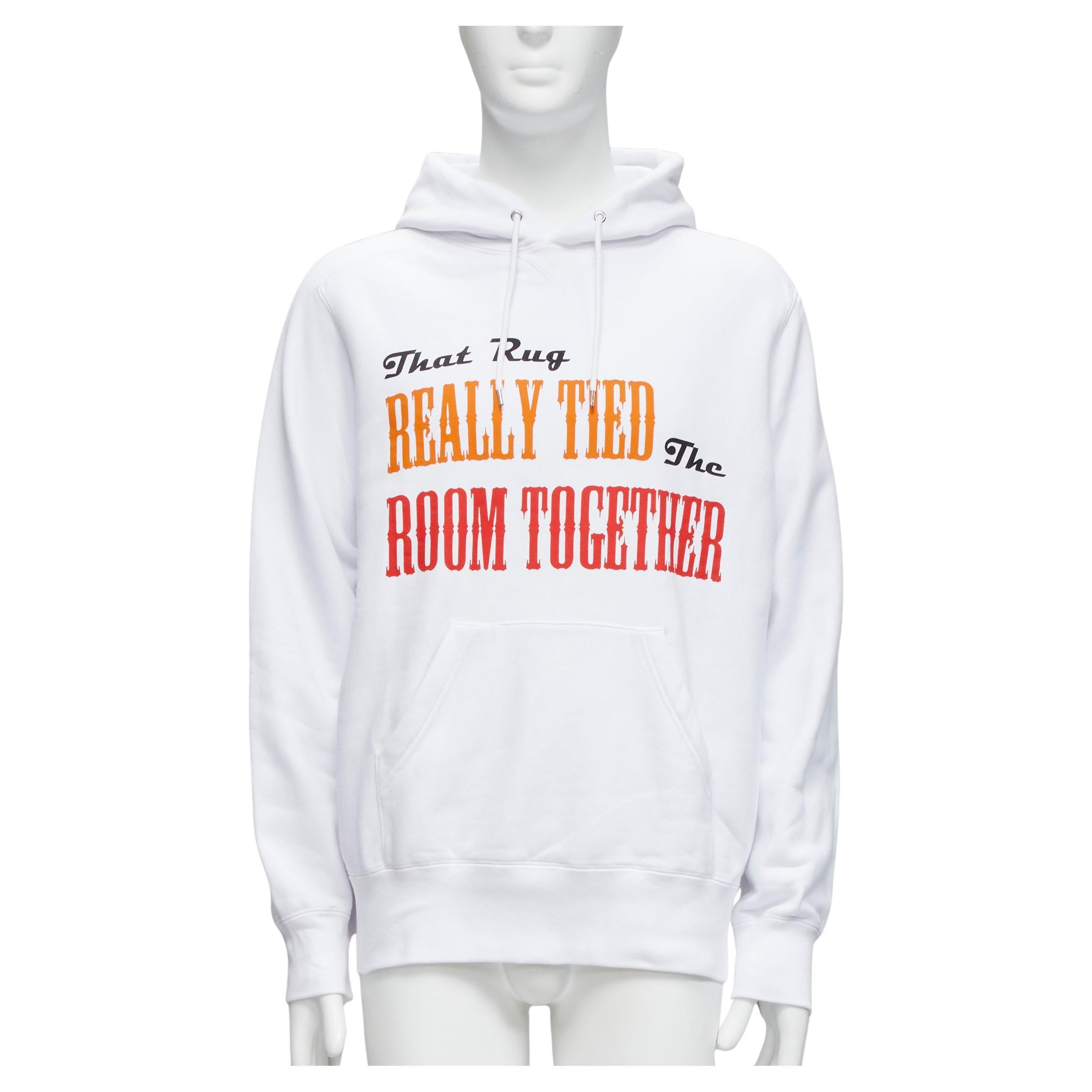 SACAI 2020 Big Lebowski Really Tied Room Together slogan white hoodie Sz.2 M For Sale