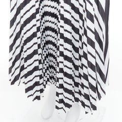 SACAI 2020 schwarz-weiß gestreifter Bundfalten-Midirock JP4 XL