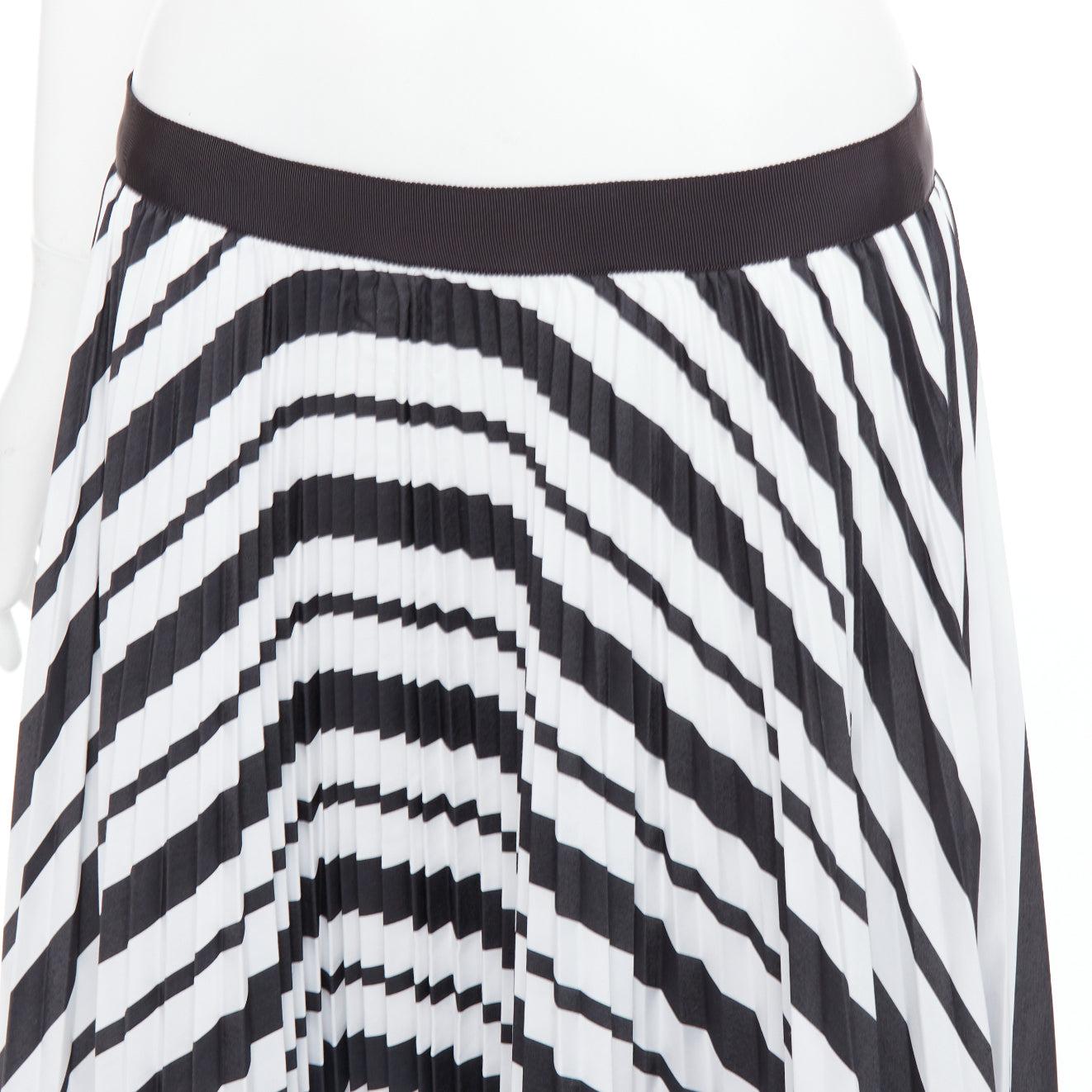 SACAI 2020 black white striped ribbon waistband pleated midi skirt JP4 XL For Sale 2