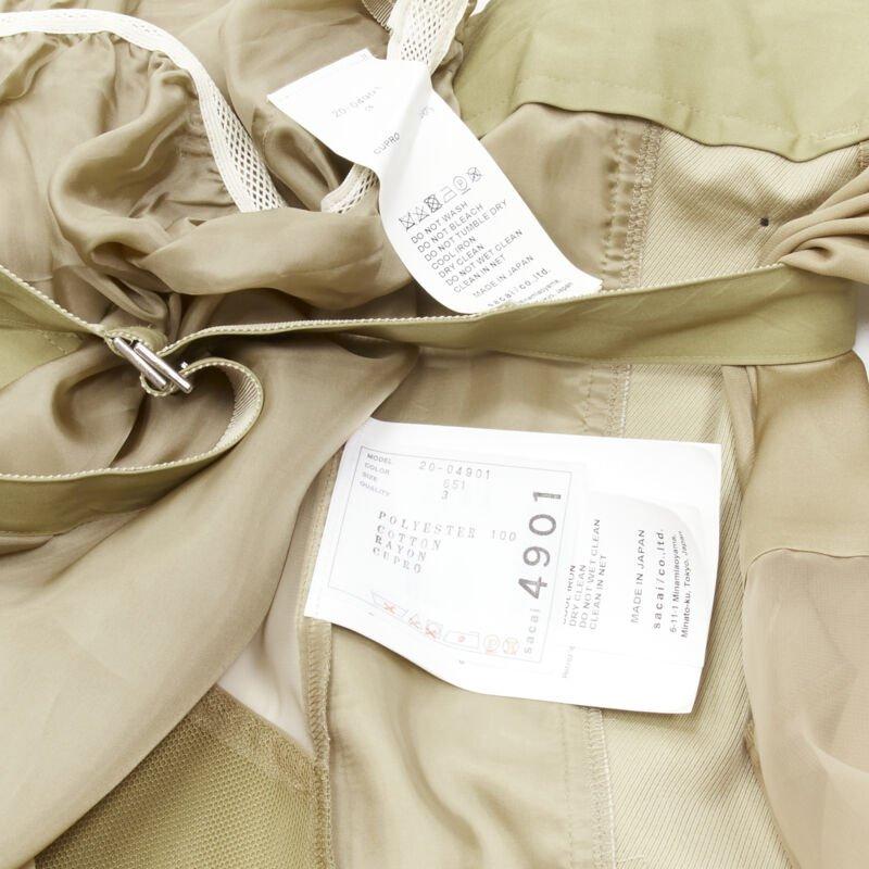 SACAI 2020 falda con cinturón deconstruida patchwork militar caqui JP3 L 5
