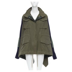 SACAI 2020 khaki washed cotton pocketed flared fisherman coat JP3 L