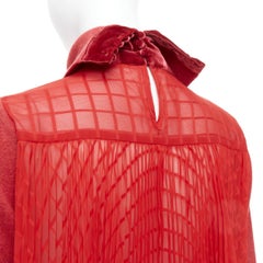 SACAI 2020 red 100% wool gold chain necklace turtleneck sweater top JP3 L