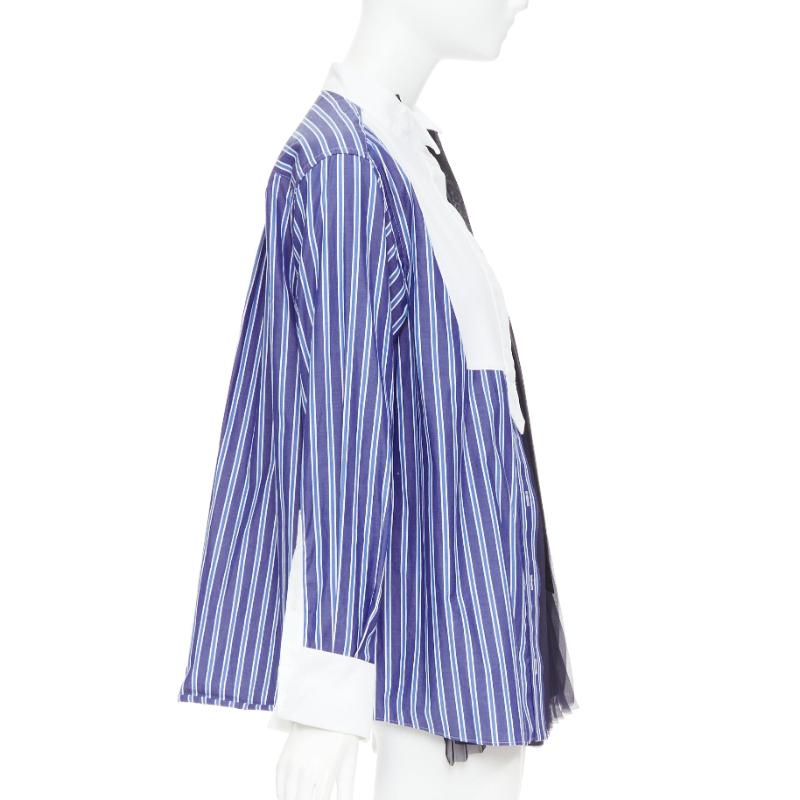 SACAI 2021 blue striped cotton bib collar sheer panel deconstructed shirt JP1 S en Bueno estado para la venta en Hong Kong, NT