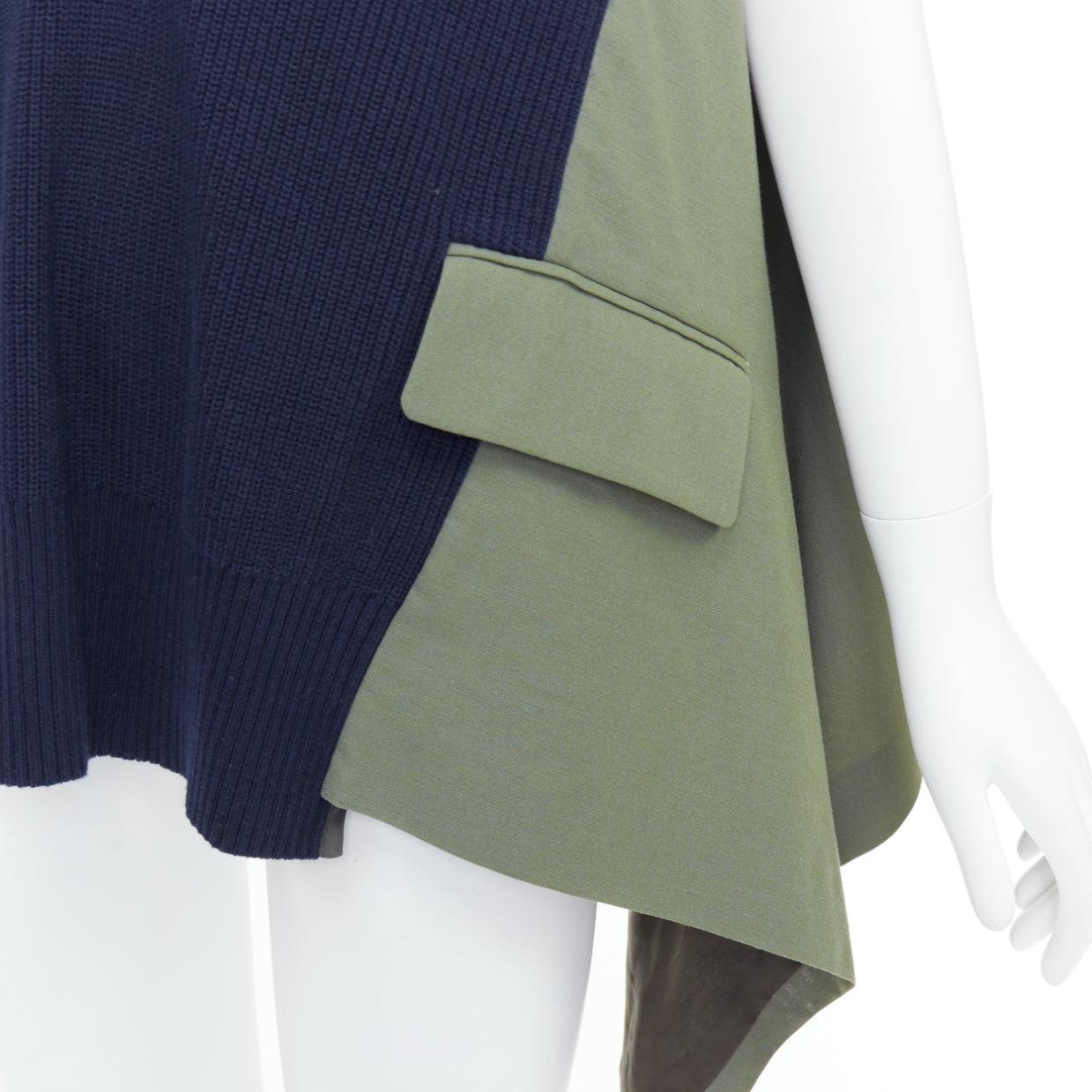 SACAI 2021 navy green cotton blend contrast hi low sides vest JP1 S
Reference: NKLL/A00436
Brand: Sacai
Designer: Chitose Abe
Collection: 2021
Material: Cotton, Blend, Nylon
Color: Navy, Green
Pattern: Solid
Closure: Slip On
Extra Details: Single