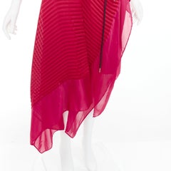 SACAI 2021 pink red satin pleated panels black drawstring skirt JP3 L