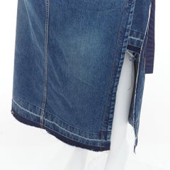 SACAI 2022 blue denim deconstructed overlapping layered skirt JP4 XL
