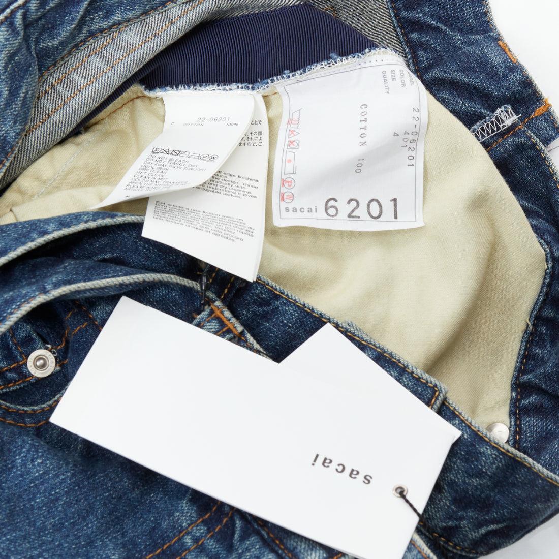 SACAI 2022 Blauer dekonstruierter, sich überlappender, mehrschichtiger Rock aus Denim JP4 XL im Angebot 4