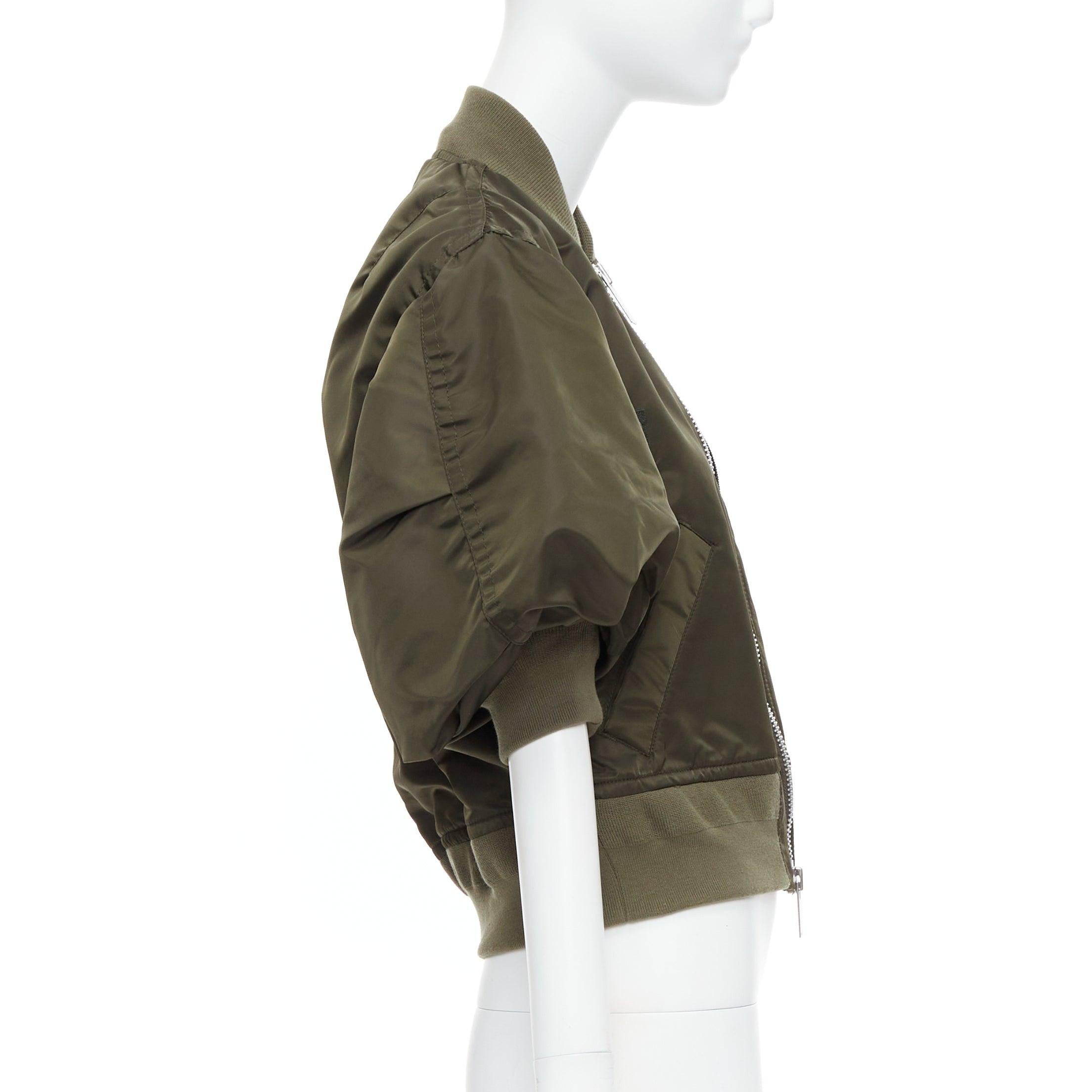 SACAI 2022 green gathered sleeves cropped MA1 bomber jacket JP1 S 1