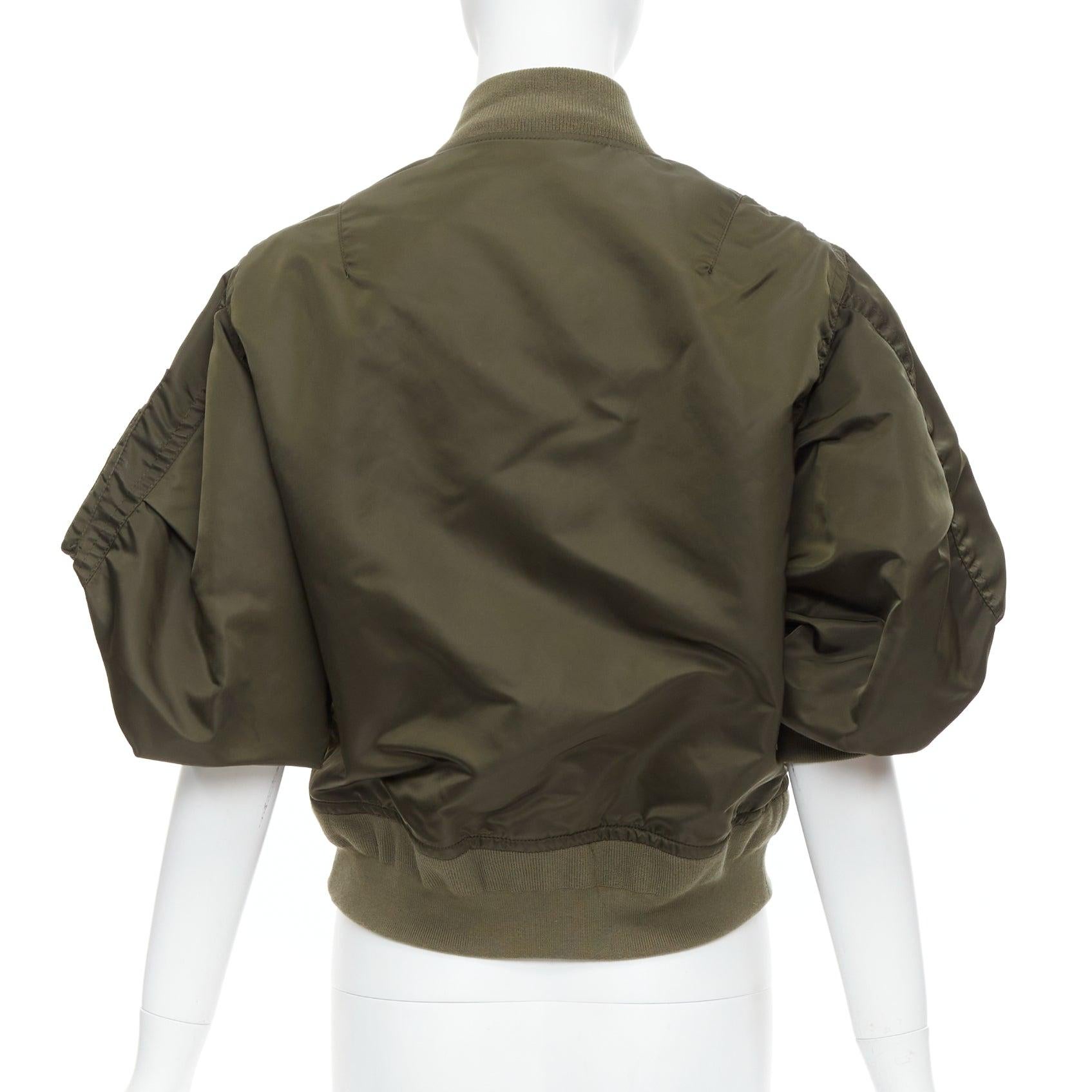SACAI 2022 green gathered sleeves cropped MA1 bomber jacket JP1 S 1