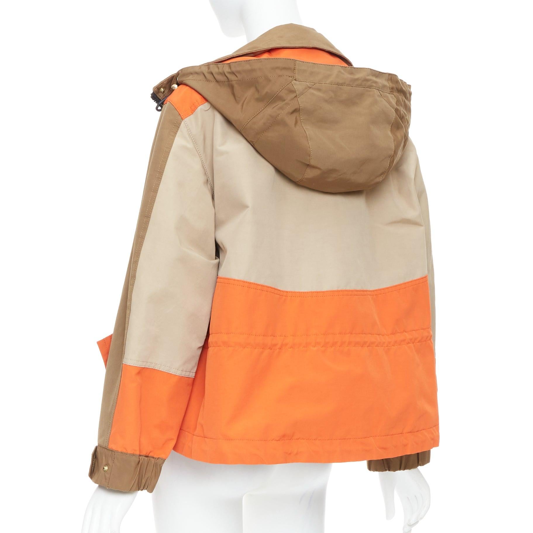 SACAI 2022 khaki orange cotton nylon deconstructed flared anorak JP1 S For Sale 1