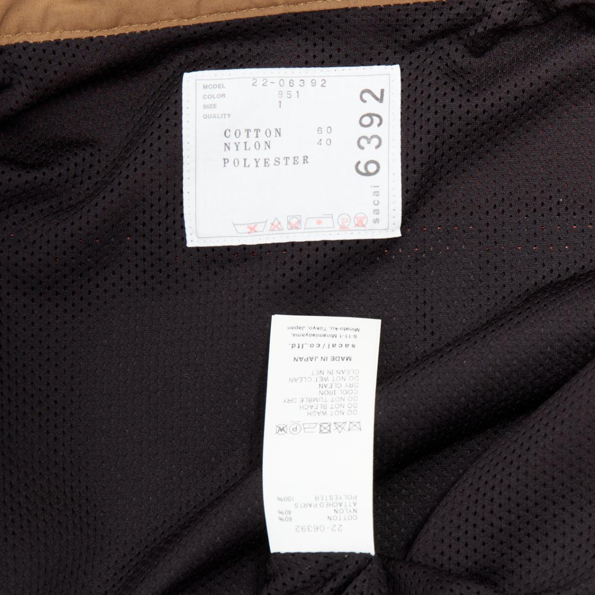 SACAI 2022 khaki orange cotton nylon deconstructed flared anorak JP1 S For Sale 3