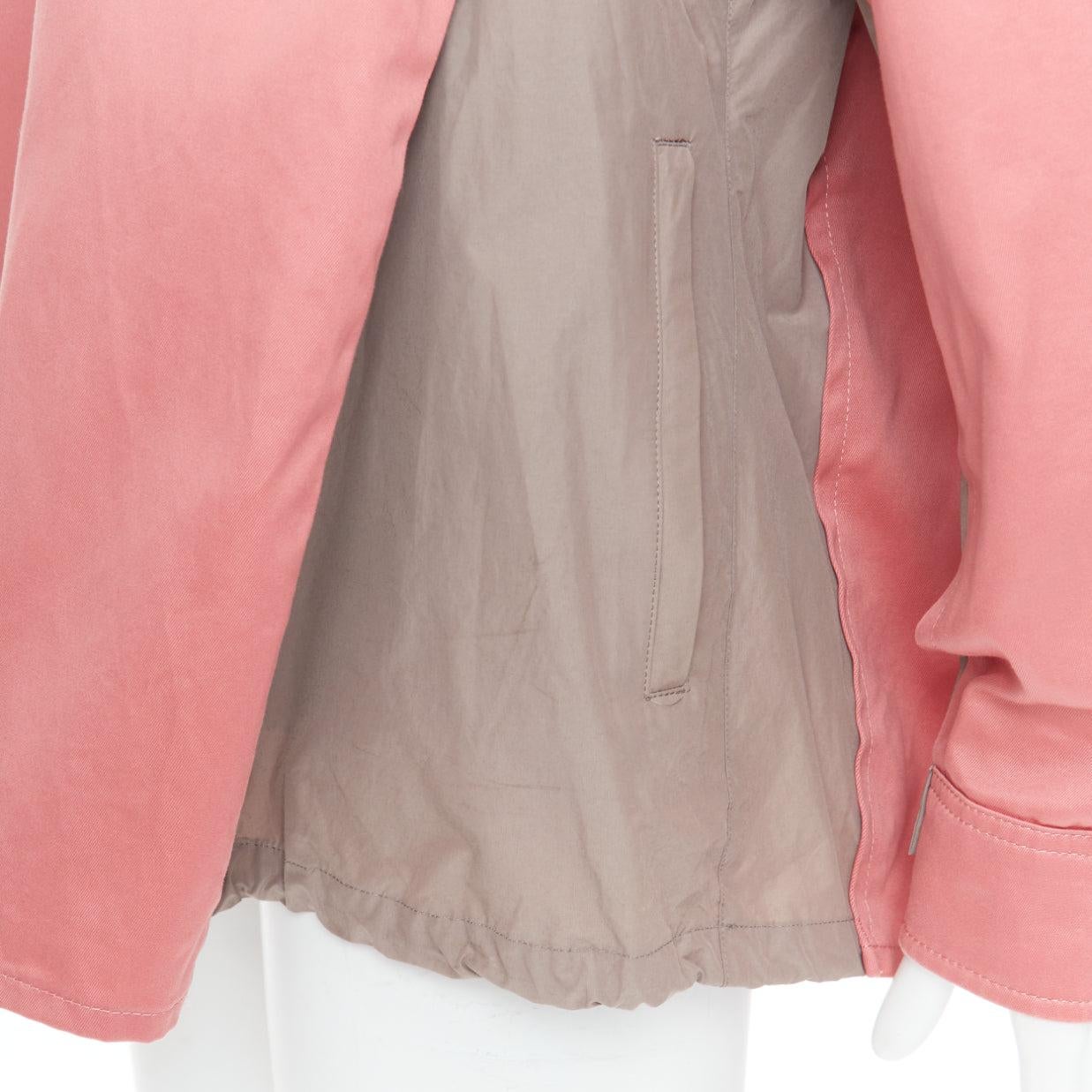 SACAI 2022 pink grey cotton nylon flared inserts safari boxy shirt JP3 L For Sale 2