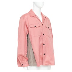 Sacai 2022 rosa grigio cotone nylon inserti svasati camicia boxy safari JP3 L.