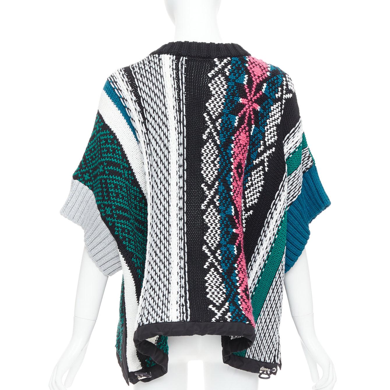 Women's SACAI 2022 Rug green black cotton knitted flared sweater JP3 L For Sale