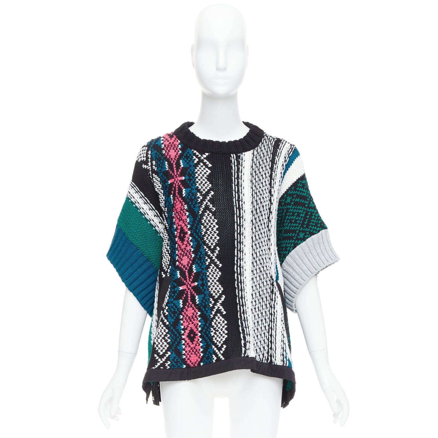 SACAI 2022 Rug green black cotton knitted flared sweater JP3 L For Sale 4