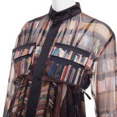 SACAI 2023 Interstellar black multicolour book shelf print pleated dress JP1 S
