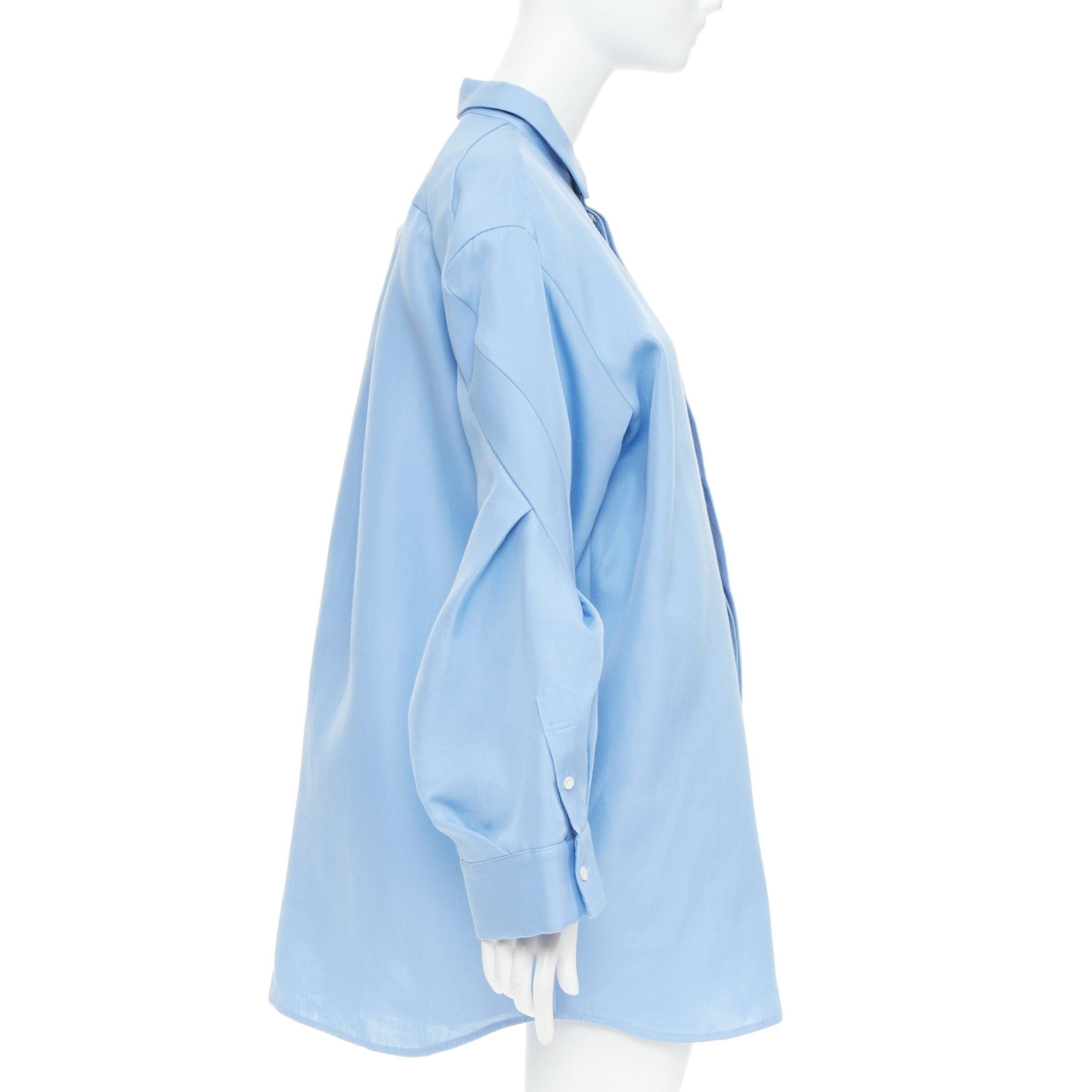 SACAI 2023 organza cotton exaggerated bell sleeves oversized shirt dress JP2 M In Excellent Condition For Sale In Hong Kong, NT