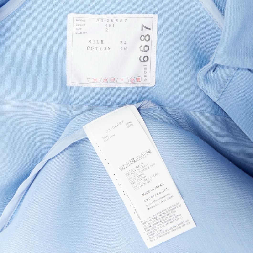 SACAI 2023 organza cotton exaggerated bell sleeves oversized shirt dress JP2 M For Sale 3