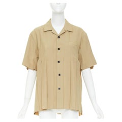 SACAI 2023 Runway kaki plissé empoché chemise boxy de tailleur à manches courtes JP1 S