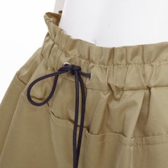 SACAI 2024 khaki cotton blend paperbag drawstring utility bubble shorts JP1 S